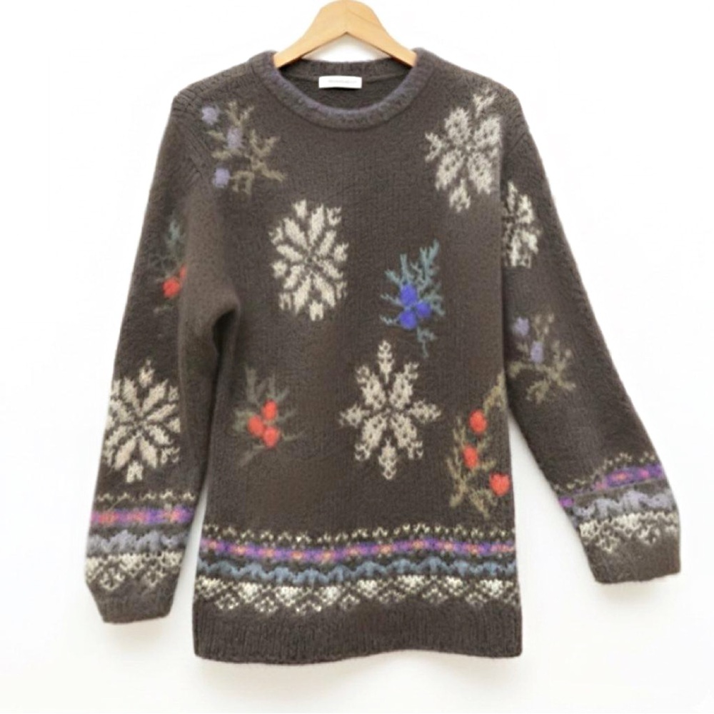 Talbots Mohair Size Small Oversized Floral Knit Sweater Vintage 1980’s Y2K Boho